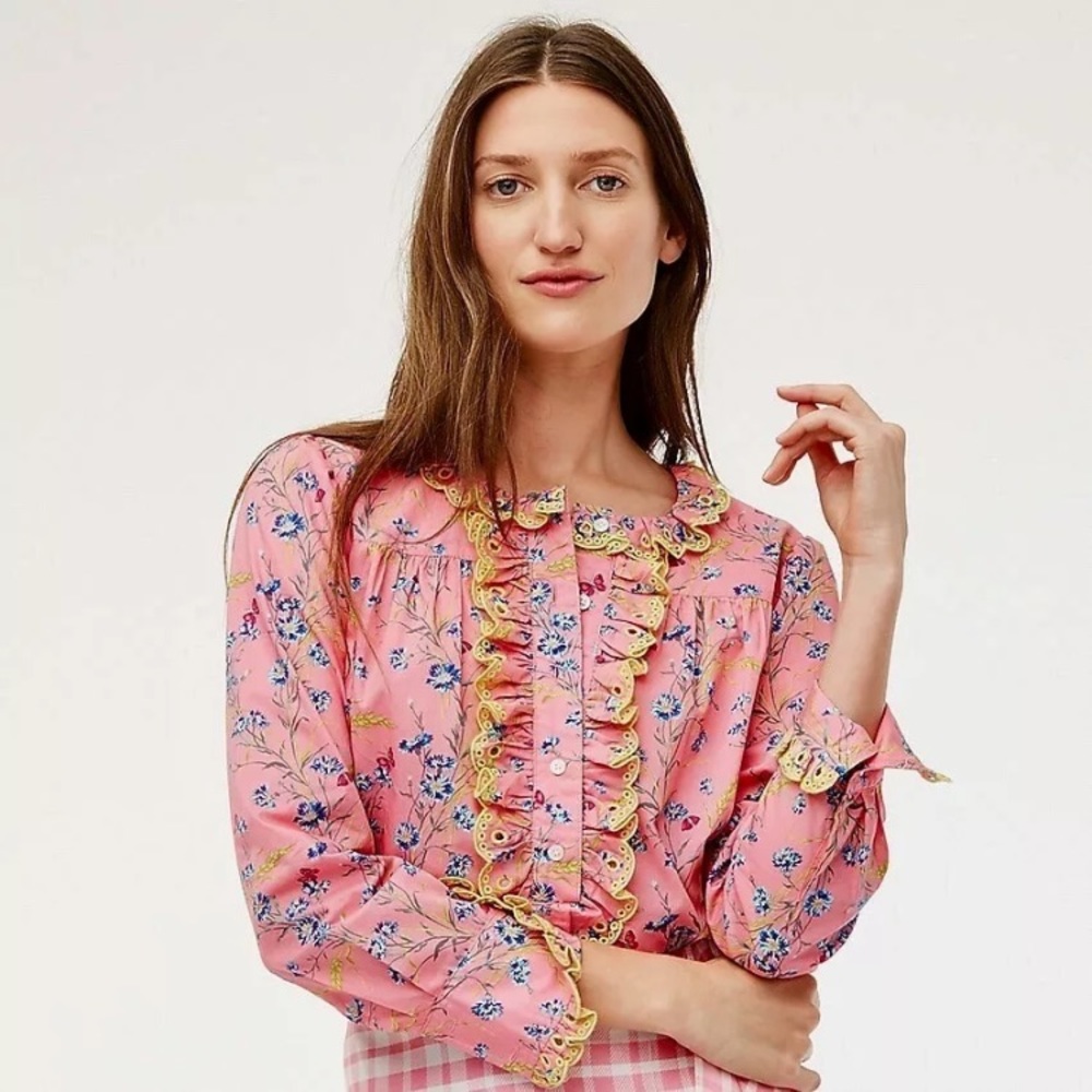 J. Crew Cotton Liberty® Ruffle Blouse